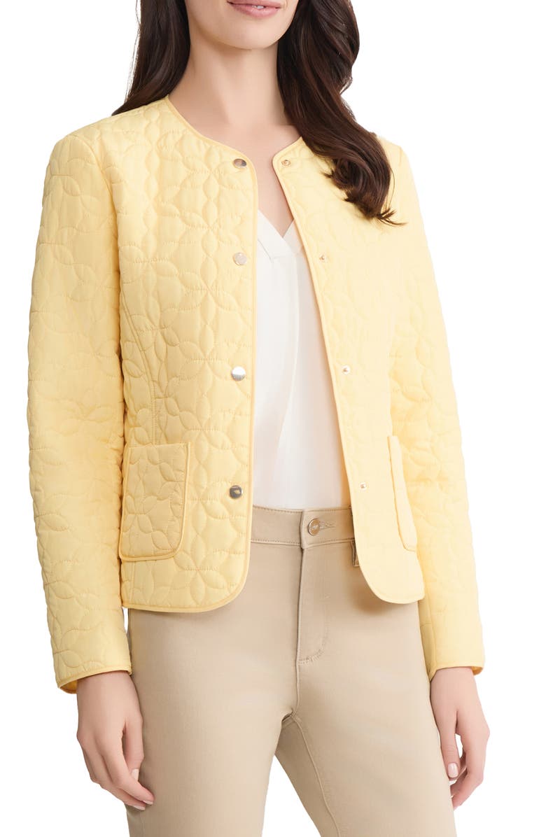 Jones New York Floral Quilted Snap Front Jacket, Alternate, color, 