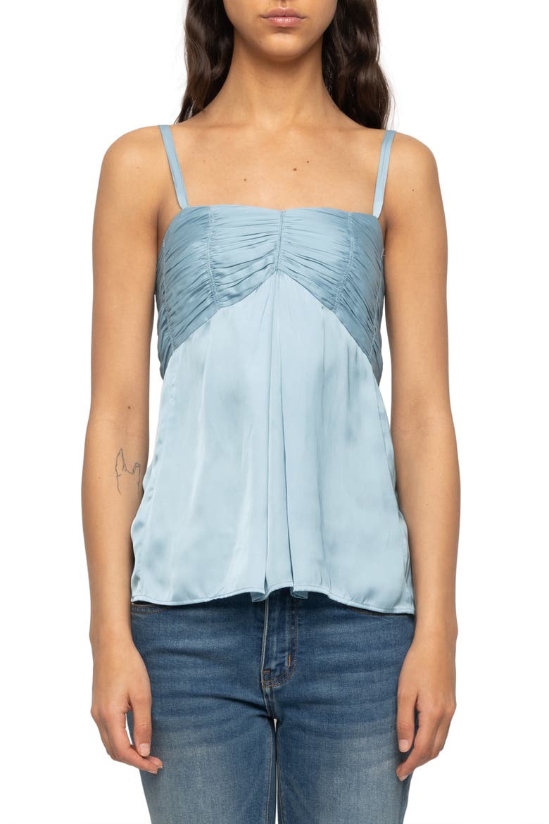 Cippie Pleated Satin Camisole, Main, color, SKY