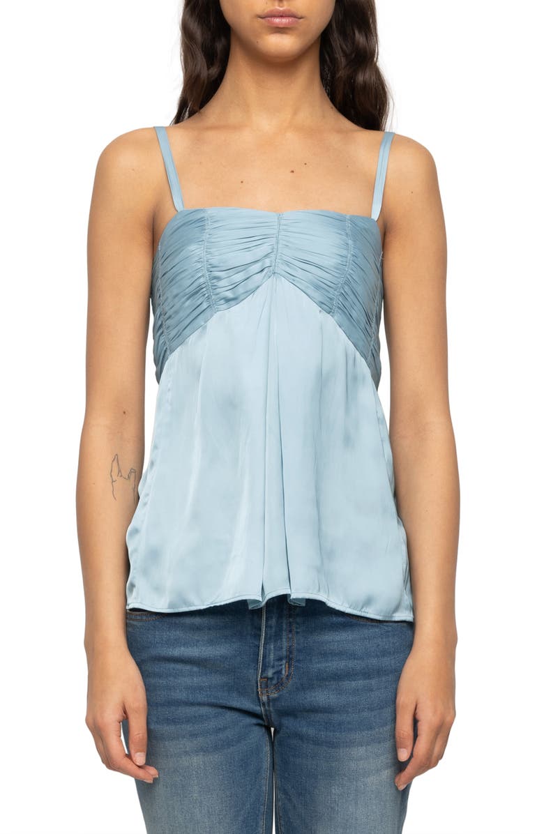Zadig & Voltaire Cippie Pleated Satin Camisole, Main, color, Sky