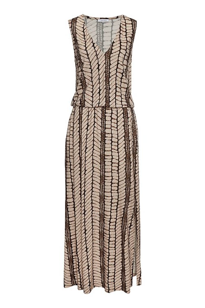 Women's Sleeveless V-Neck Maxi Dress, Alternate, color, Beige & Brown