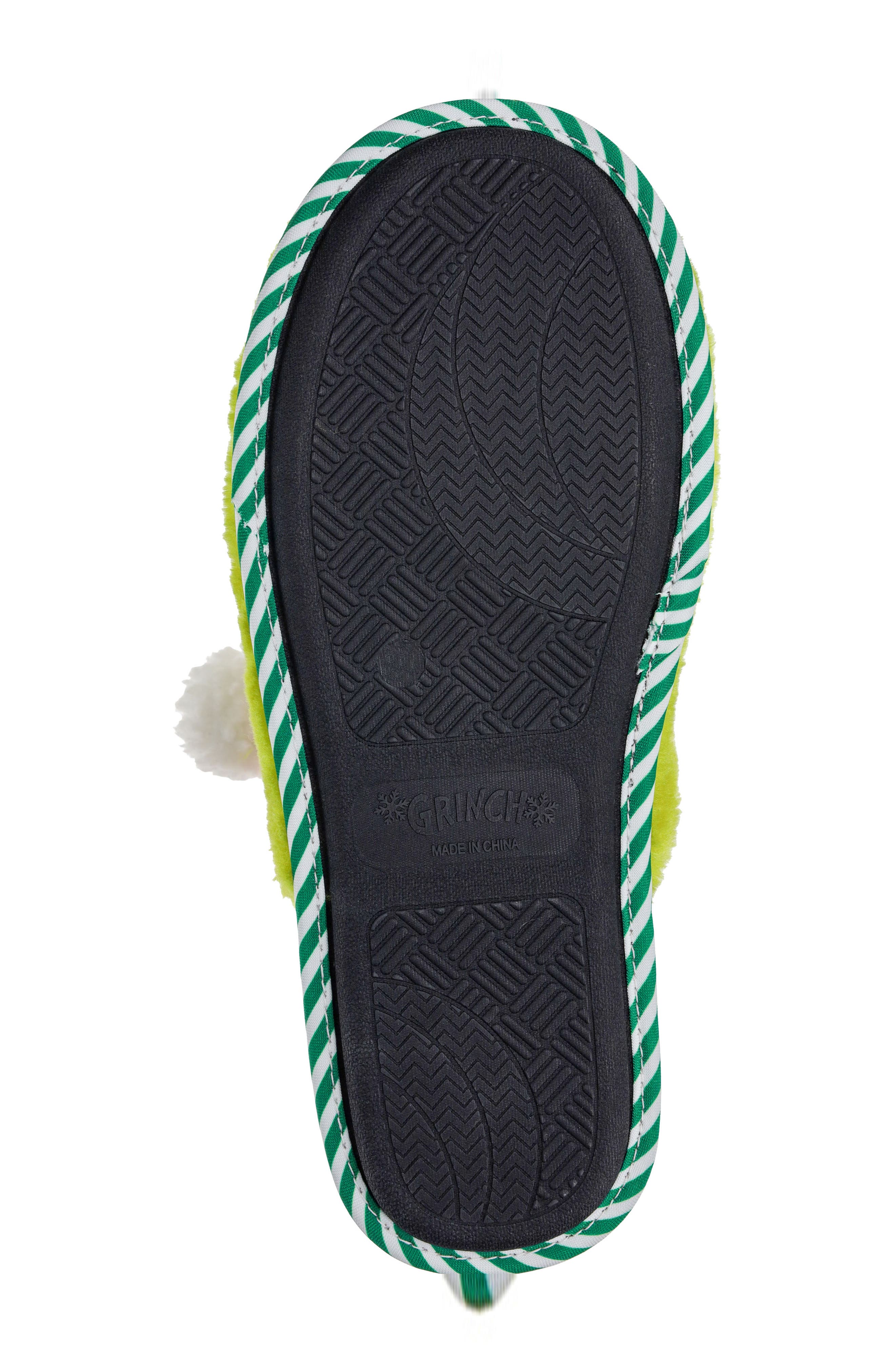 SG Footwear Kids' Grinchmas Smiley Faux Fur Slipper, Alternate, color, Green