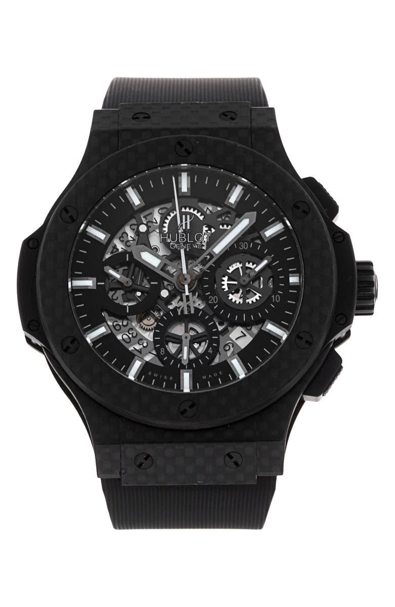 Watchfinder & Co. Hublot Preowned Classic Fusion Chronograph Rubber Strap Watch, 45m, Main, color, 