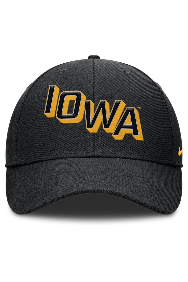 Men's Nike Black Iowa Hawkeyes Slanted Primetime Rise Performance Adjustable Hat, Alternate, color, Black