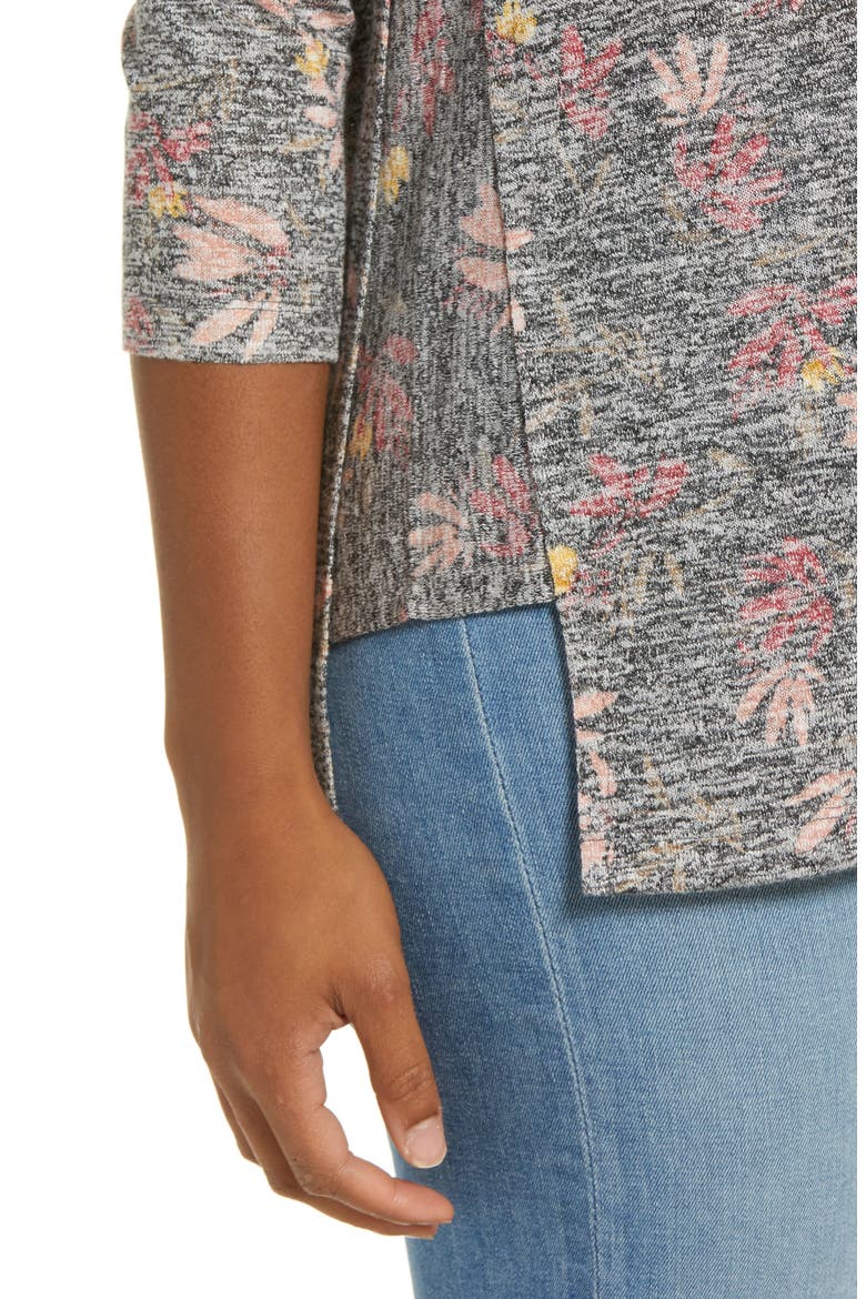 Side Panel Inset Tunic Top, Alternate, color, BLACK BERRY FLORAL