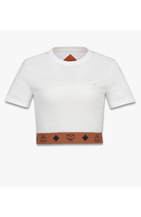 Monogram Cropped T-Shirt in Organic Cotton