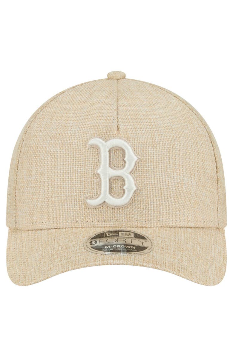 New Era Men's New Era Beige Boston Red Sox Cotton Weave M-Crown A-Frame 9FORTY Adjustable Hat, Alternate, color, 