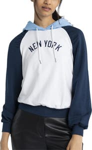 LUSSO Women's Lusso White New York Yankees Marlowe Tri-Blend Raglan Pullover Hoodie