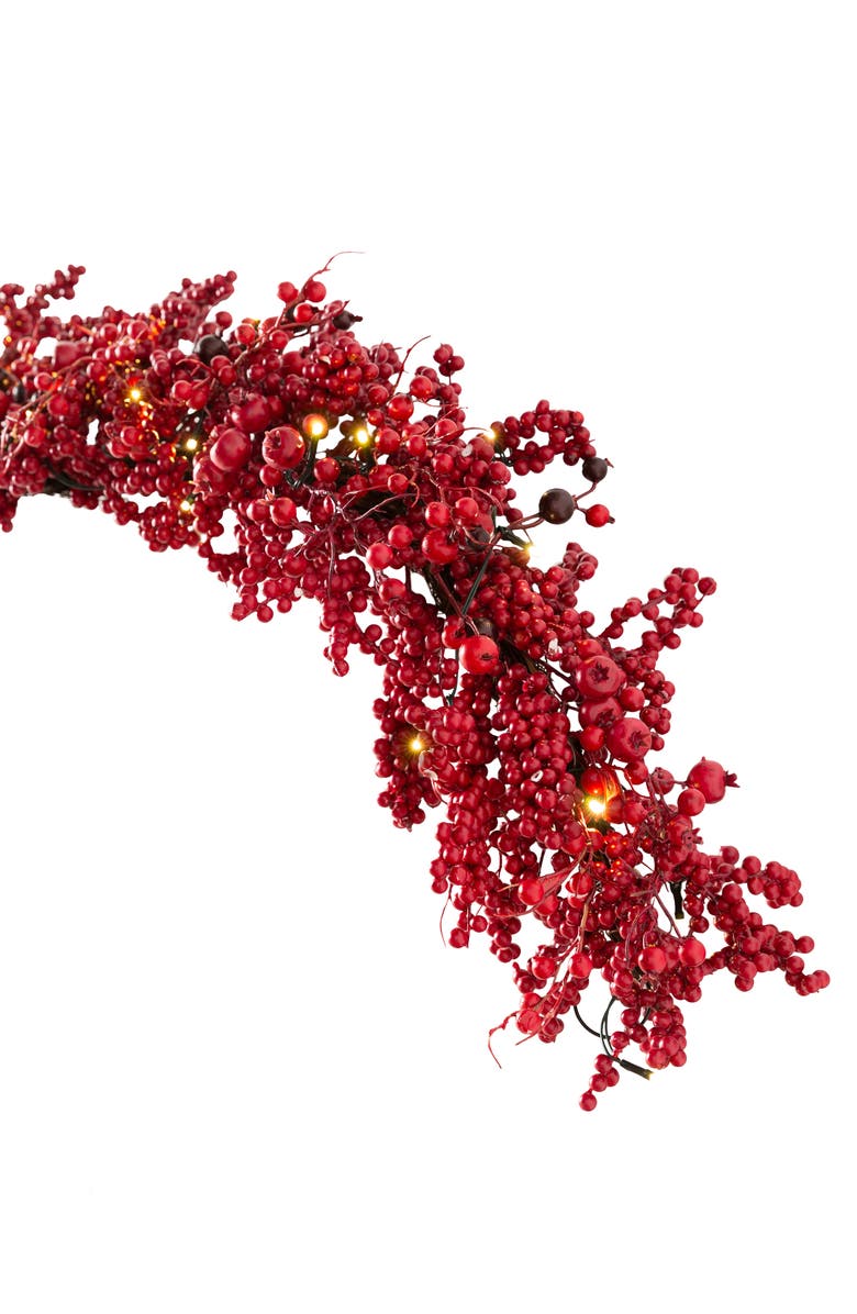 Balsam Hill Festive Artificial Pre-Lit Red Berry Garland, Main, color, 