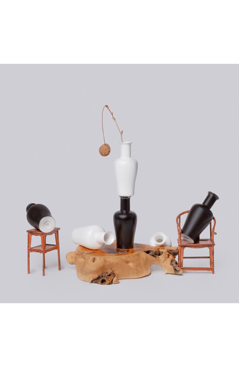 MIDDLE KINGDOM Semi-Matte Porcelain Mini Lover Vase, Alternate, color, Black