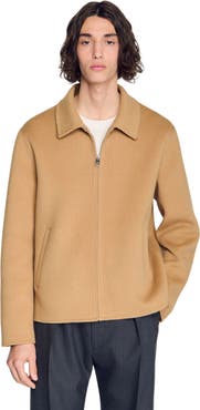 SANDRO Double-faced wool zip-up jacket