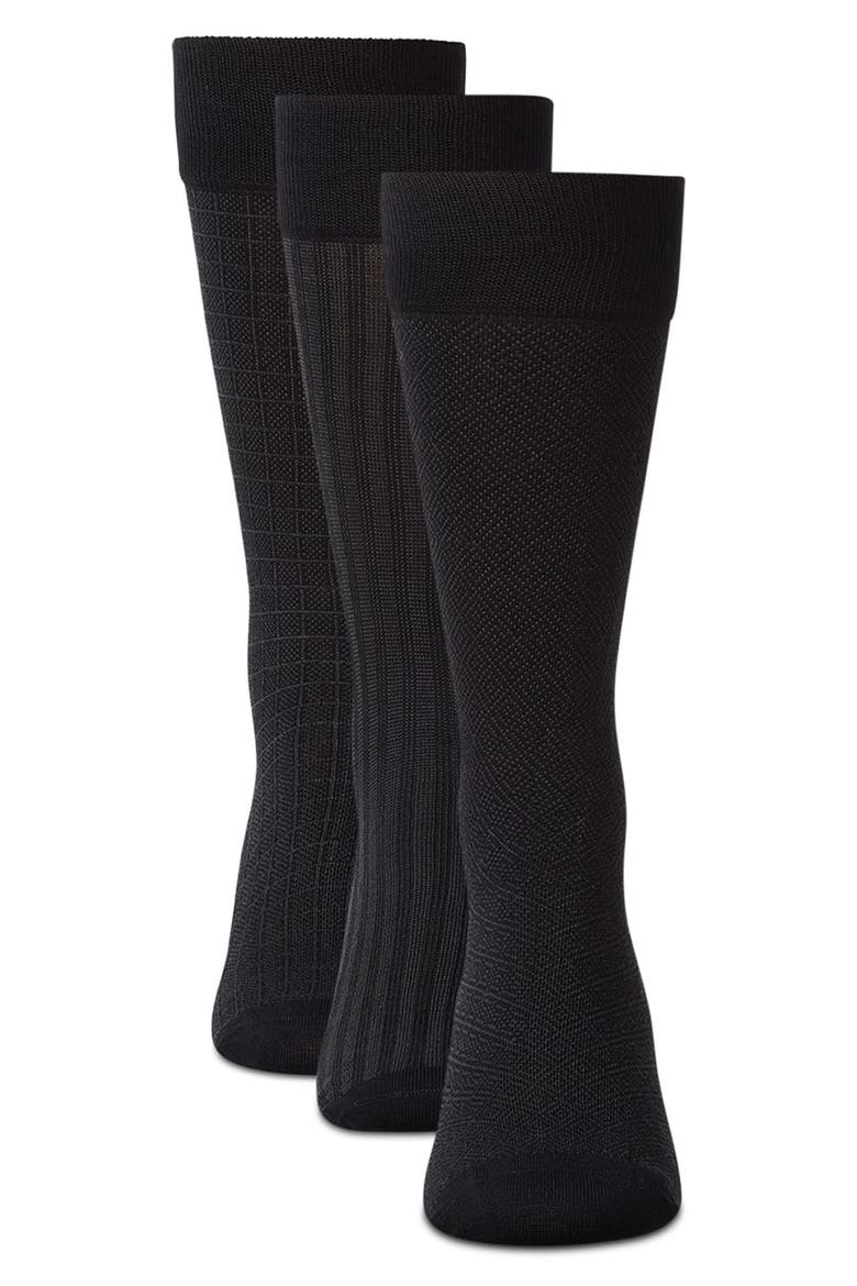 Assorted 3-Pack Dress Socks, Alternate, color, BLACK-BLACK-BLACK