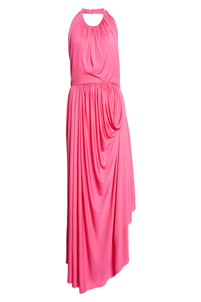 Draped Jersey Halter Neck Gown, Alternate, color, FUCHSIA