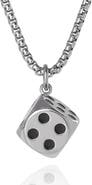 Lucky Brand Men's Dice Pendant Necklace, 22'' Stainless Steel Box Chain
