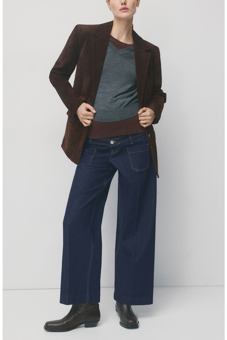 Over the Bump Patch Pocket Wide Leg Maternity Jeans, Alternate, color, OPEN BLUE