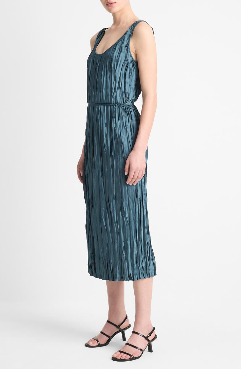Vince Crushed Satin Midi Slipdress, Alternate, color, Marine Stone