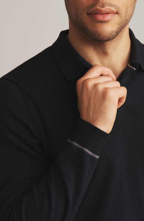 Rhone Compass Long Sleeve Polo In Black