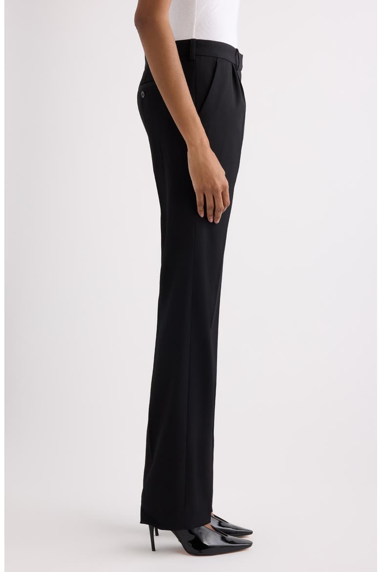 Slim Fit Pleated Tailored Wool Stretch Twill Pants, Alternate, color, 1000 BLACK