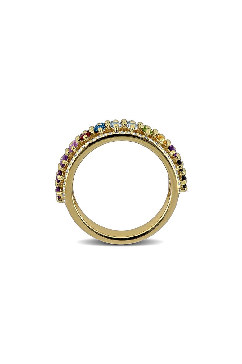 Rainbow Semiprecious Stone & Lab-Grown White Sapphire Half Eternity Band Ring, Alternate, color, BLUE MULTI