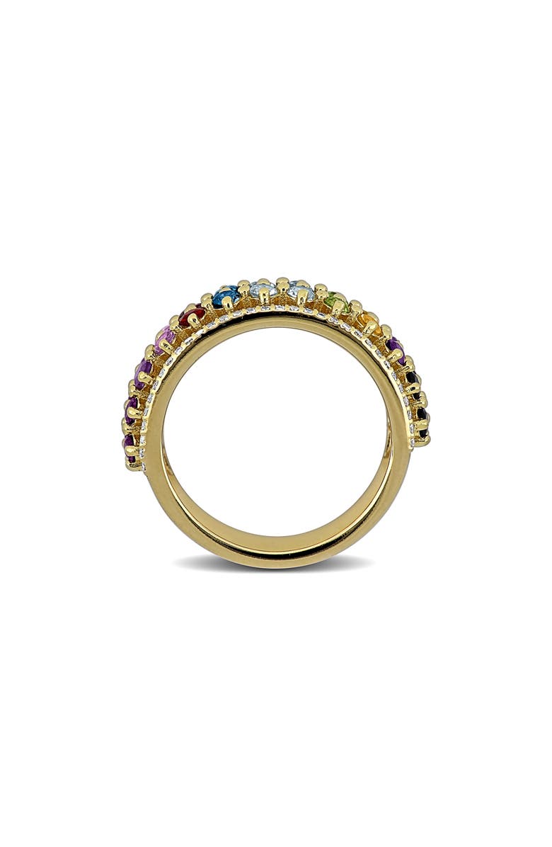 DELMAR Rainbow Semiprecious Stone & Lab-Grown White Sapphire Half Eternity Band Ring, Alternate, color, Blue Multi