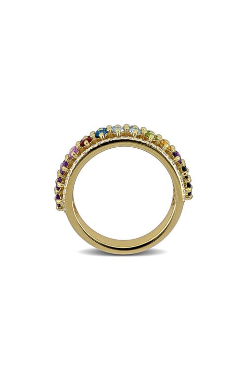 Delmar Rainbow Semiprecious Stone & Lab-grown White Sapphire Half Eternity Band Ring In Multi