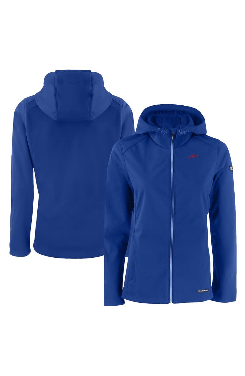 Cutter & Buck Women's Cutter & Buck  Royal SMU Mustangs Evoke Eco Softshell Recycled Full-Zip Hooded Jacket, Alternate, color, 