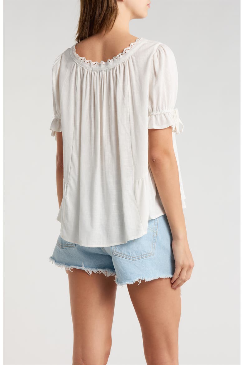 Karlie Eyelet Puff Sleeve Top, Alternate, color, WHITE
