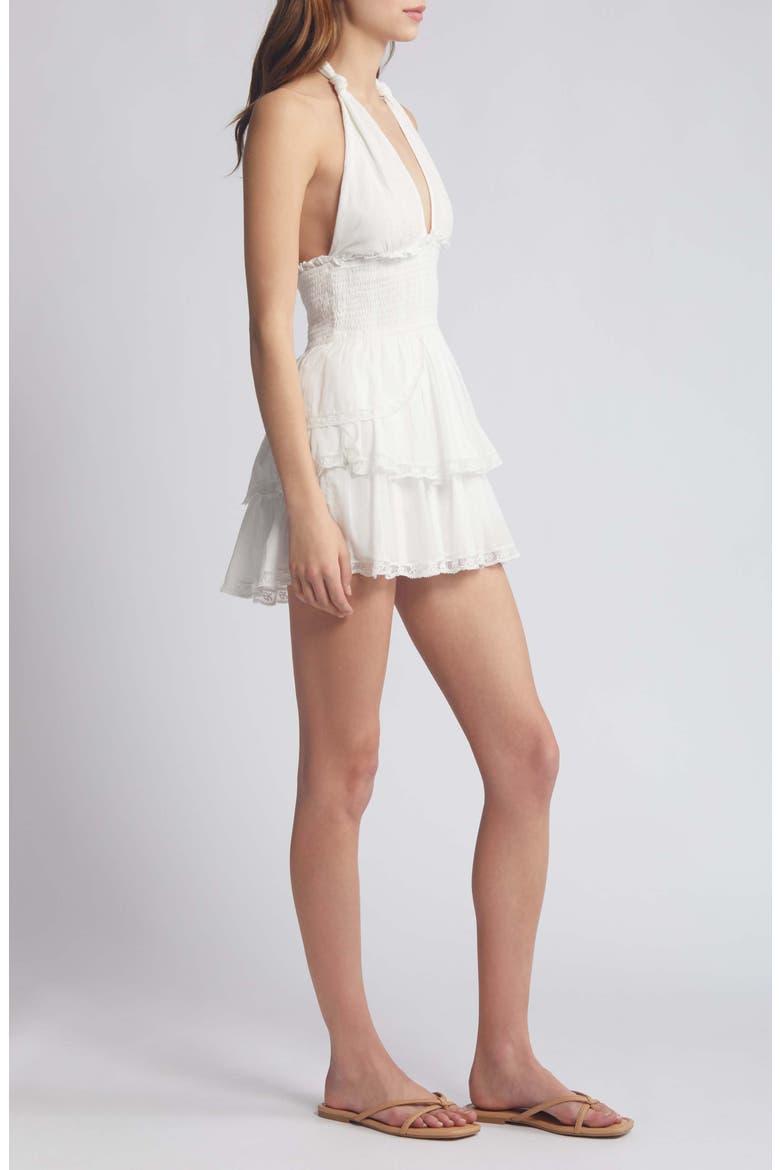 Deanna Embroidered Halter Minidress, Alternate, color, TRUE WHITE