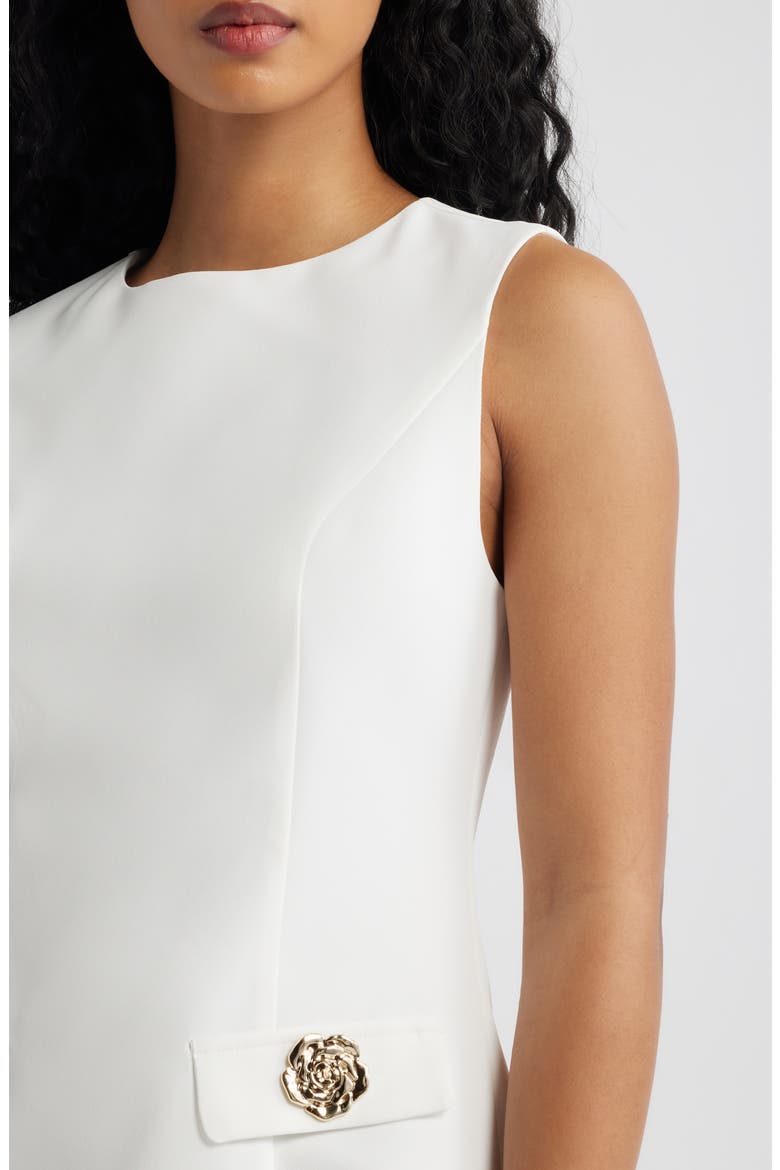 Woven Jewel Neck Shift Dress, Alternate, color, WHITE