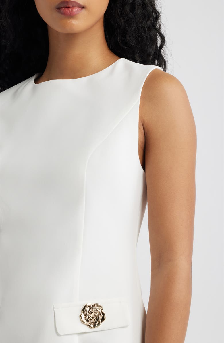 FLYING TOMATO Woven Jewel Neck Shift Dress, Alternate, color, White