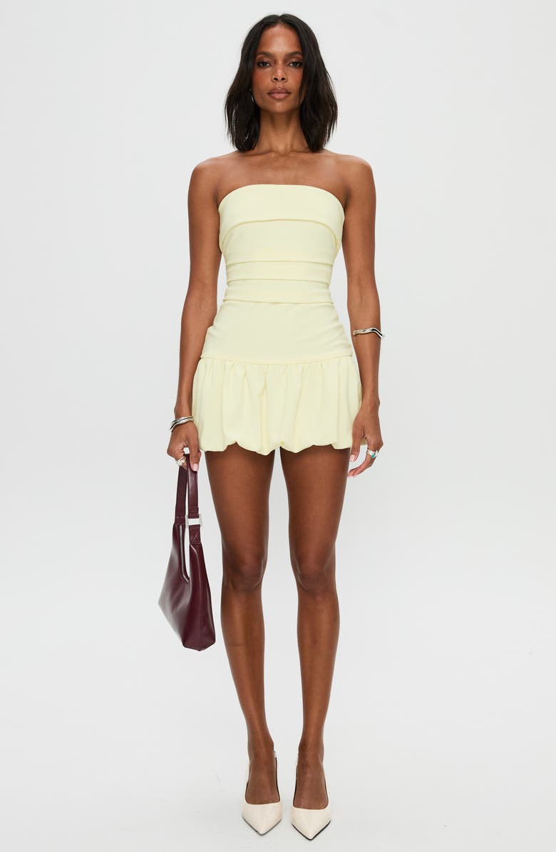 Princess Polly Mousse Strapless Minidress, Alternate, color, Lemon