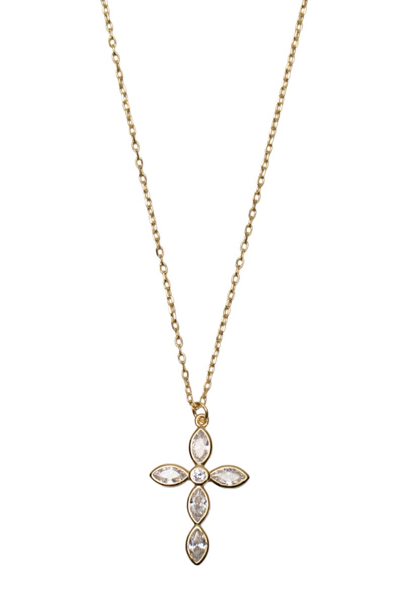 Cross Cubic Zirconia Pendant Necklace, Main, color, GOLD