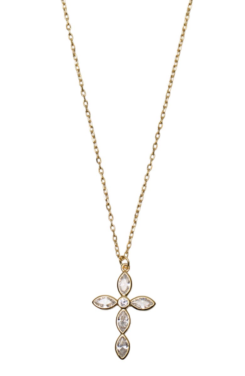 Argento Vivo Sterling Silver Cross Cubic Zirconia Pendant Necklace, Main, color,