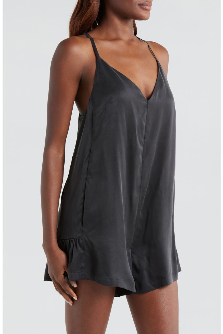 Washable Silk Pajama Romper, Alternate, color, IMMERSED BLACK