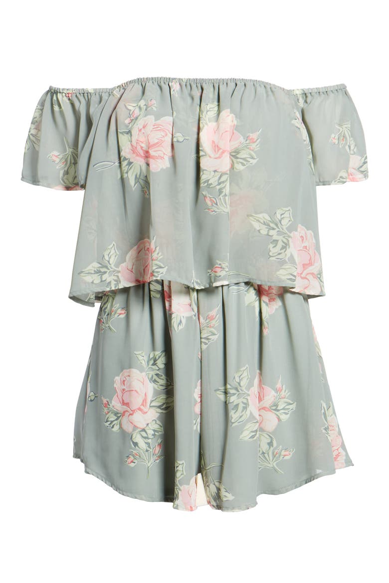 Dixie Off the Shoulder Romper, Alternate, color, SWEETHEART SAGE
