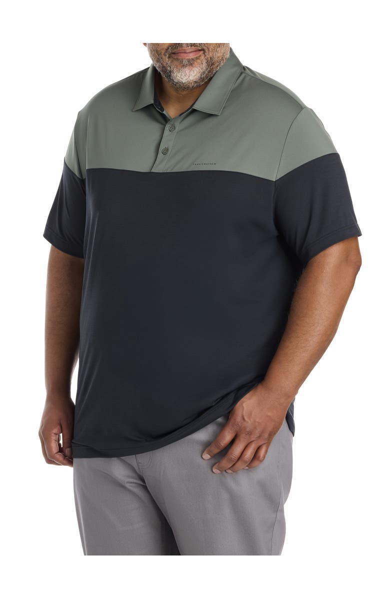 TravisMathew Fit By DXL Big & Tall Heater Pro Colorblock PoloShirt, Main, color, Dark Olive