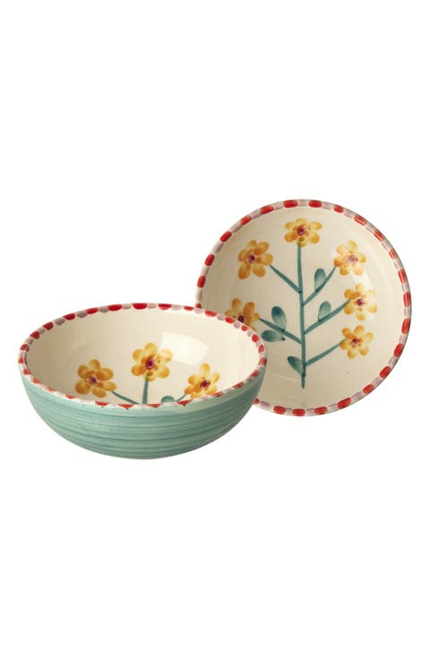 Set of 6 Hand-Painted Ceramic Bowls