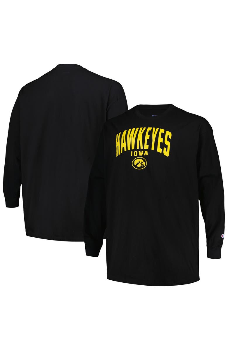 Champion Men's Champion Black Iowa Hawkeyes Big & Tall Arch Long Sleeve T-Shirt, Main, color, 