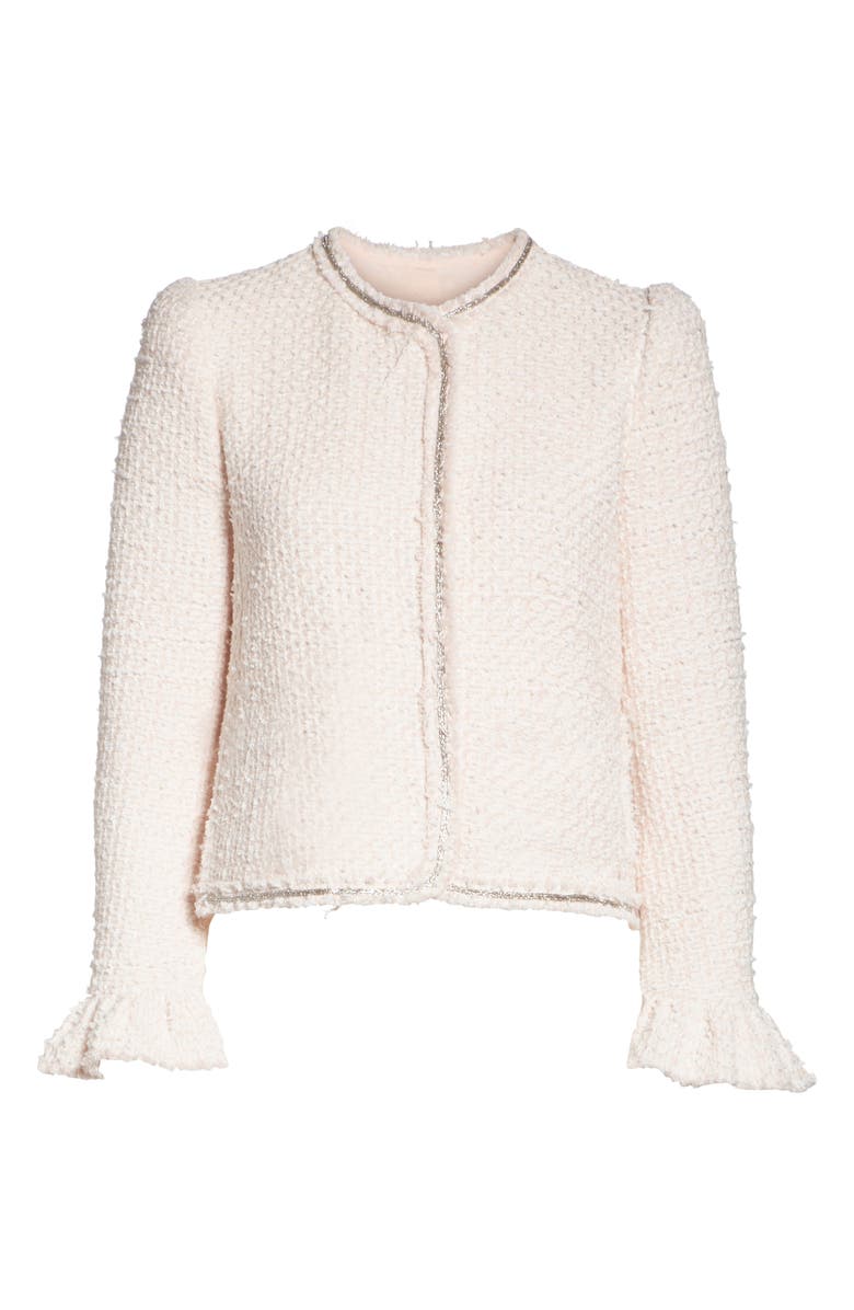 Rebecca Taylor Ruffle Sleeve Tweed Jacket, Alternate, color, 