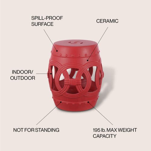 Shop Jonathan Y Lucky Coins 16" Chinese Ceramic Drum Garden Stool In Matte Red