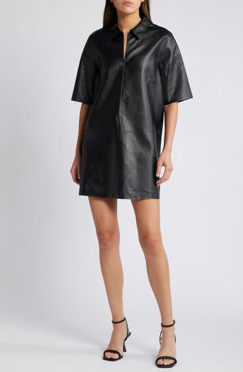 Other Stories Leather Shirtdress Nordstrom