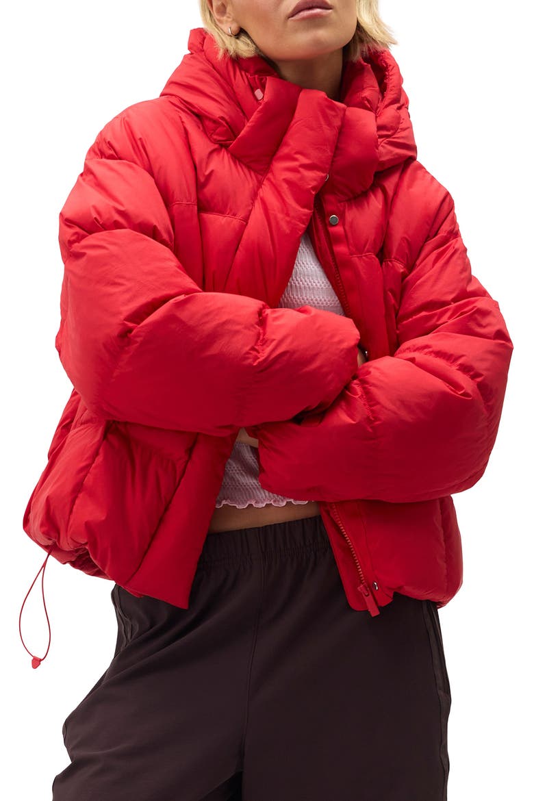 Louise Down Puffer Jacket, Main, color, ROUGE