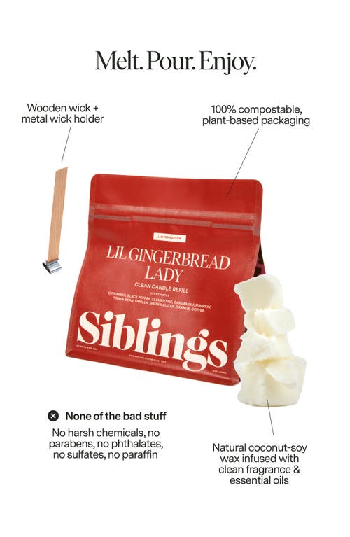 Siblings Lil Gingerbread Lady Candle Refill In Red