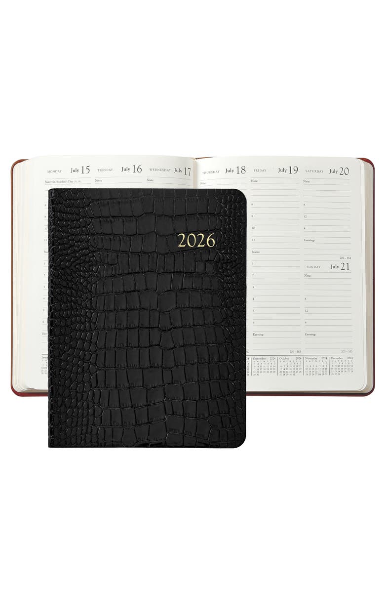 Graphic Image 2026 Leather Desk Diary, Main, color, Black Pattern