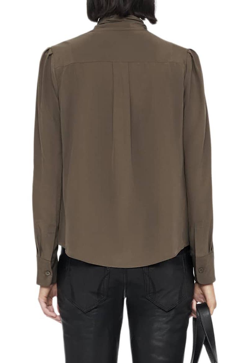 Iris Tie Neck Silk Shirt, Alternate, color, WASHED KHAKI