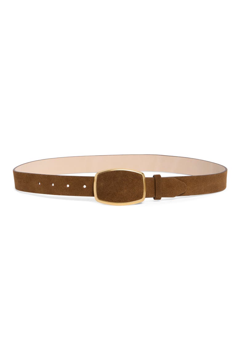Wyatt Inlay Suede Belt, Main, color, DARK SAND SUEDE