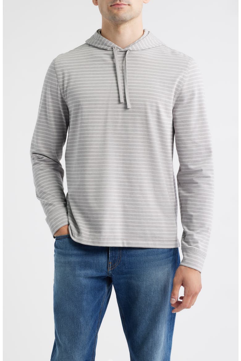 Wycliff Stripe Hangin' Out Drawstring Hoodie, Main, color, LIGHT GRAY