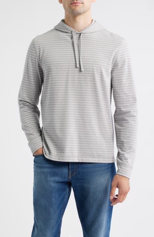 Johnnie-o Wycliff Stripe Hangin' Out Drawstring Hoodie In Gray