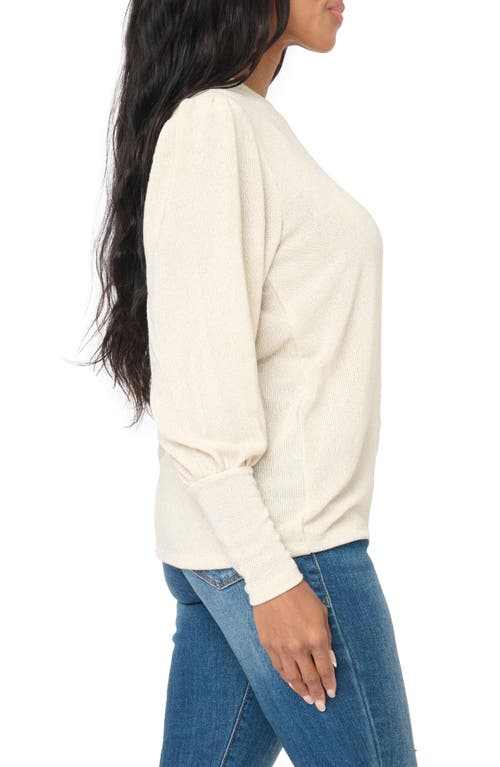 Gibsonlook Metallic Blouson Sleeve Crewneck Sweater In Gold