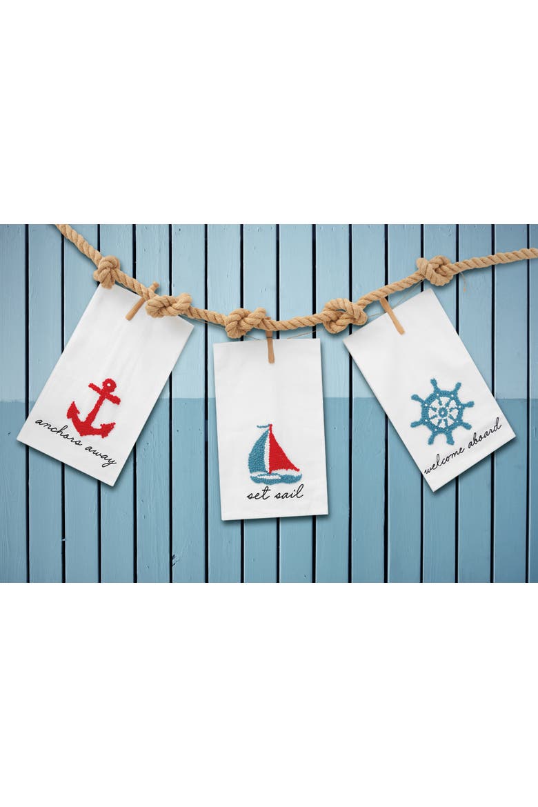 Anchor French Knot Flour Sack Kitchen Towel, Alternate, color, White