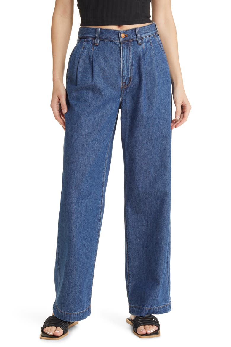 Baggy Pleated Straight Leg Jeans, Main, color, FARSON WASH